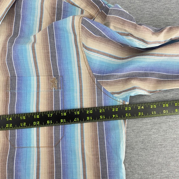 Bugatchi Mens Coastal Striped Button Down Shirt Large Blue Brown Long Sleeve - Picture 8 of 8